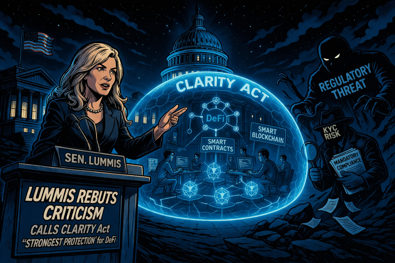 Lummis réfute les critiques et qualifie la loi CLARITY de « protection la plus forte » pour DeFi