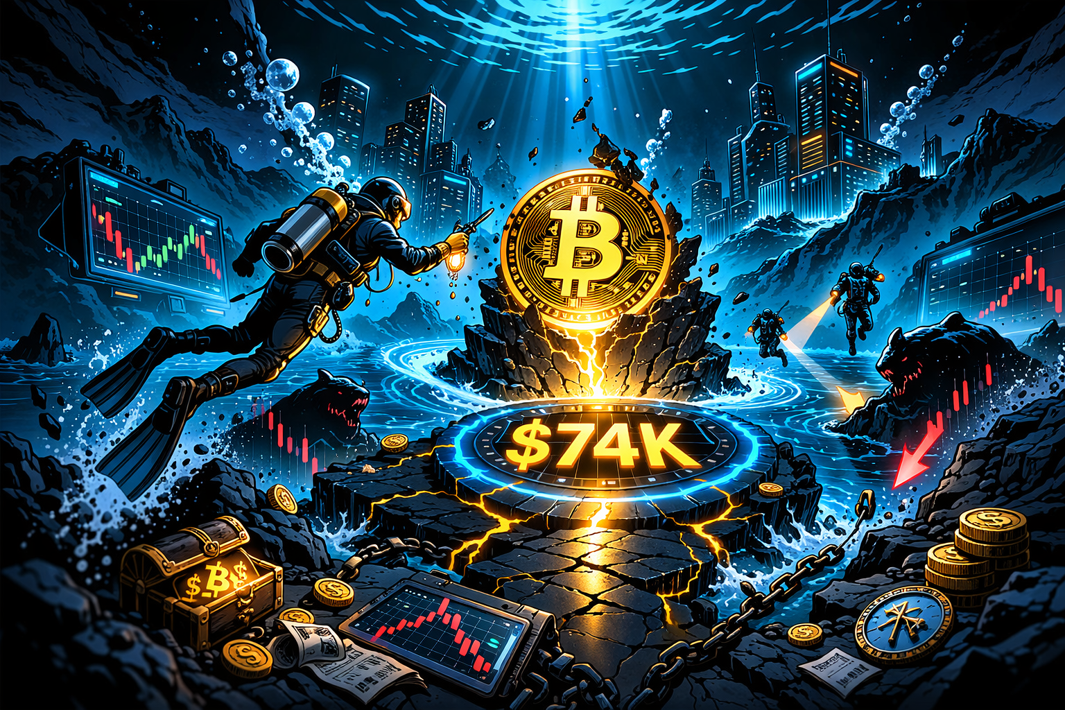 Die Bitcoin-Liquiditätskarte signalisiert den nächsten großen Schritt nach einem Anstieg um 75.000 US-Dollar