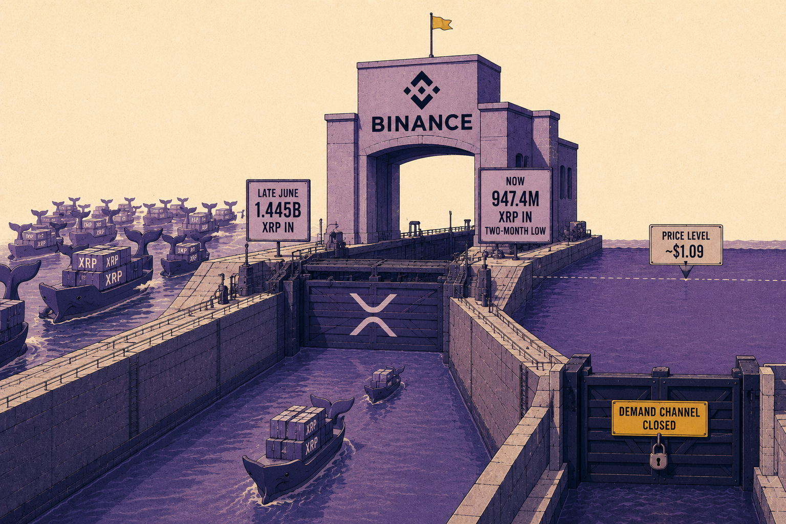 XRP-Whale-Zuflüsse zu Binance sinken auf ein Zweimonatstief