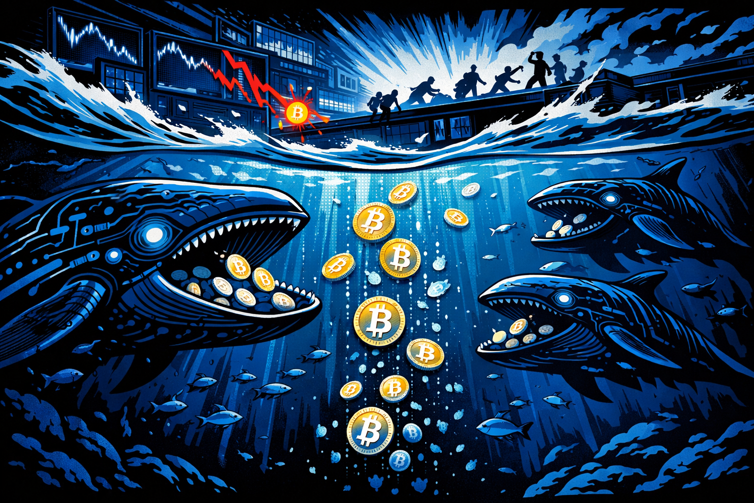 Ang Bitcoin Sell-Off ay nagpapakita ng Whale-Driven Rotation bilang Retail Capitulates at Leverage Resets