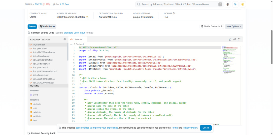 CLO contract mint function source code
